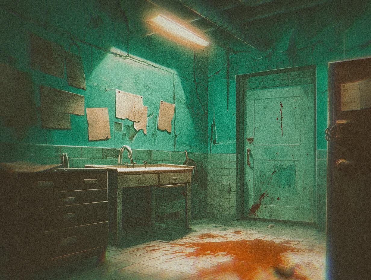 Basement of the 'Angeltop Roadside Inn' found during investigation. Blood never successfully ID'd.