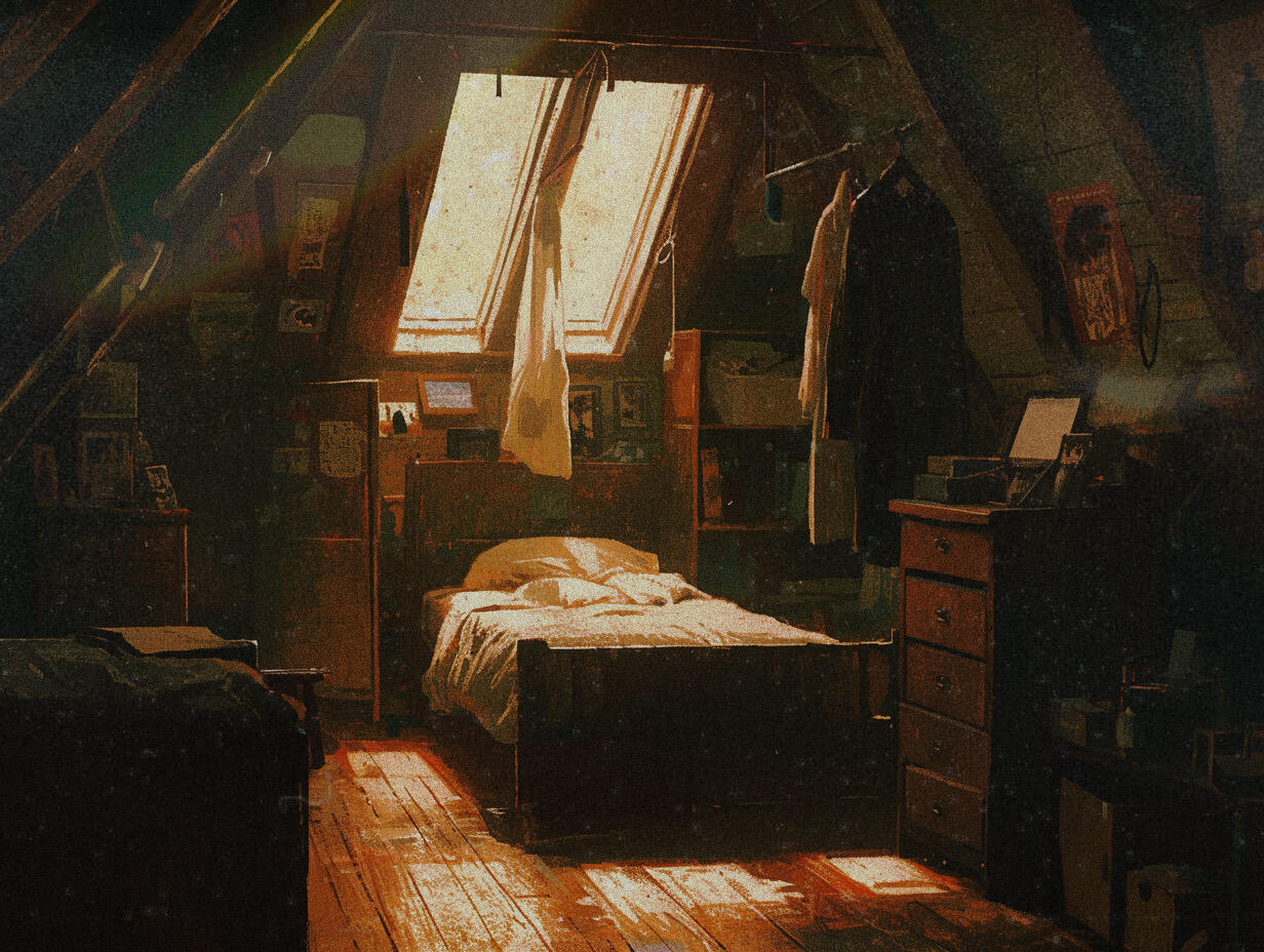 Bedroom found in the attic of Barnes residence 1983 - An additional adult suspected to be male had recently been living there.